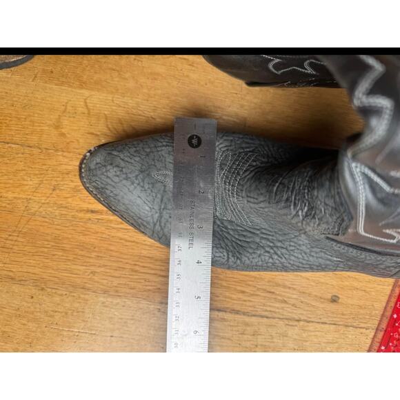 VTG Adams Biltrite Cowboy Boots Women's Leather Black Est Size 10.5 Men 9.5 - Picture 5 of 16